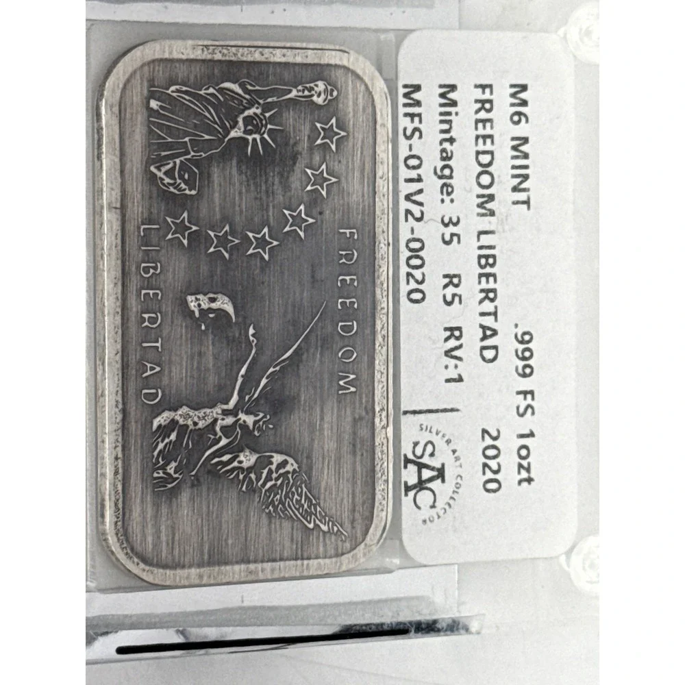 M6 Mint Freedom Libertad Liberty Silver Art Bar oz 999 Fine Limited Edition